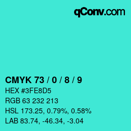 Color code: CMYK 73 / 0 / 8 / 9 | qconv.com