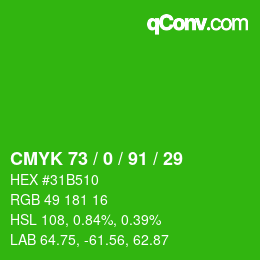 Color code: CMYK 73 / 0 / 91 / 29 | qconv.com