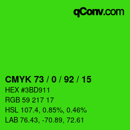 Color code: CMYK 73 / 0 / 92 / 15 | qconv.com