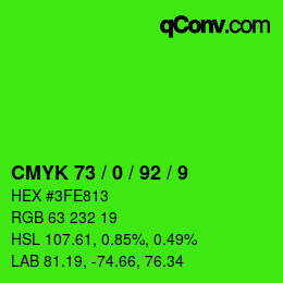 カラーコード: CMYK 73 / 0 / 92 / 9 | qconv.com