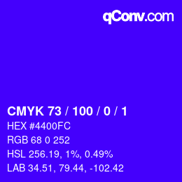 カラーコード: CMYK 73 / 100 / 0 / 1 | qconv.com