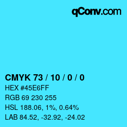 Color code: CMYK 73 / 10 / 0 / 0 | qconv.com