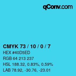 Color code: CMYK 73 / 10 / 0 / 7 | qconv.com