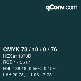 カラーコード: CMYK 73 / 10 / 0 / 76 | qconv.com