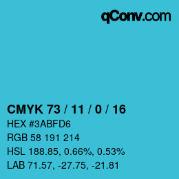 カラーコード: CMYK 73 / 11 / 0 / 16 | qconv.com