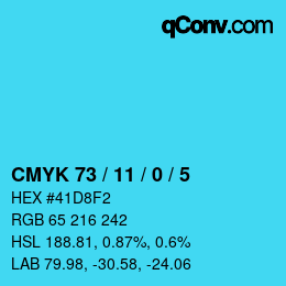 Color code: CMYK 73 / 11 / 0 / 5 | qconv.com