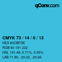 Color code: CMYK 73 / 14 / 0 / 13 | qconv.com