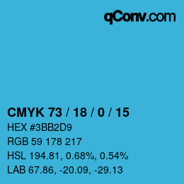 颜色代码: CMYK 73 / 18 / 0 / 15 | qconv.com