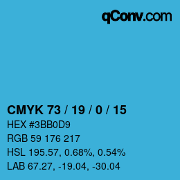 Color code: CMYK 73 / 19 / 0 / 15 | qconv.com