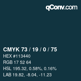 カラーコード: CMYK 73 / 19 / 0 / 75 | qconv.com