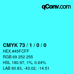 颜色代码: CMYK 73 / 1 / 0 / 0 | qconv.com