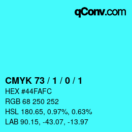 Color code: CMYK 73 / 1 / 0 / 1 | qconv.com