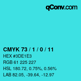 颜色代码: CMYK 73 / 1 / 0 / 11 | qconv.com