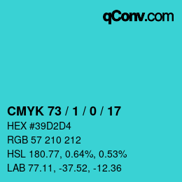 カラーコード: CMYK 73 / 1 / 0 / 17 | qconv.com
