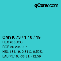 颜色代码: CMYK 73 / 1 / 0 / 19 | qconv.com