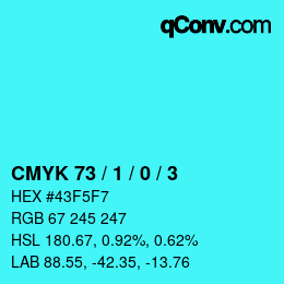 Color code: CMYK 73 / 1 / 0 / 3 | qconv.com