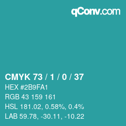 カラーコード: CMYK 73 / 1 / 0 / 37 | qconv.com