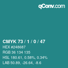 カラーコード: CMYK 73 / 1 / 0 / 47 | qconv.com