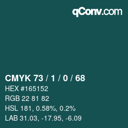 Color code: CMYK 73 / 1 / 0 / 68 | qconv.com