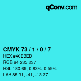 颜色代码: CMYK 73 / 1 / 0 / 7 | qconv.com