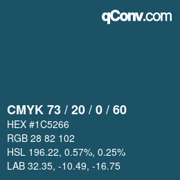 Color code: CMYK 73 / 20 / 0 / 60 | qconv.com