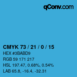 Color code: CMYK 73 / 21 / 0 / 15 | qconv.com