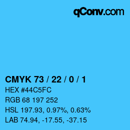 Color code: CMYK 73 / 22 / 0 / 1 | qconv.com