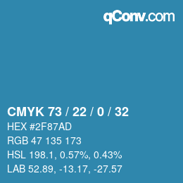 颜色代码: CMYK 73 / 22 / 0 / 32 | qconv.com