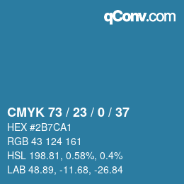 Color code: CMYK 73 / 23 / 0 / 37 | qconv.com