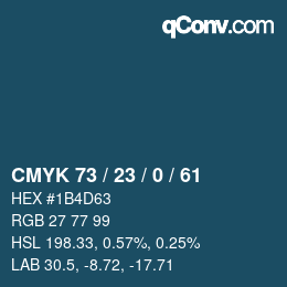 カラーコード: CMYK 73 / 23 / 0 / 61 | qconv.com