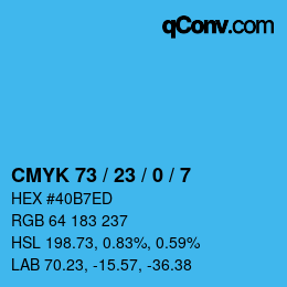 カラーコード: CMYK 73 / 23 / 0 / 7 | qconv.com