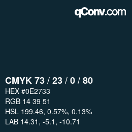 Color code: CMYK 73 / 23 / 0 / 80 | qconv.com