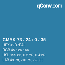Color code: CMYK 73 / 24 / 0 / 35 | qconv.com