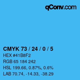 颜色代码: CMYK 73 / 24 / 0 / 5 | qconv.com