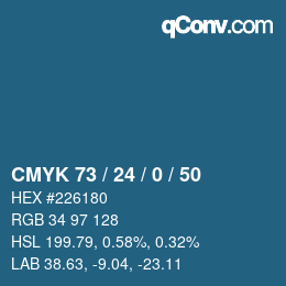 Color code: CMYK 73 / 24 / 0 / 50 | qconv.com