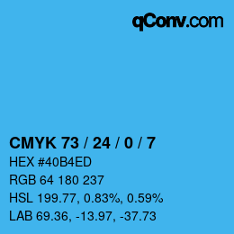 颜色代码: CMYK 73 / 24 / 0 / 7 | qconv.com