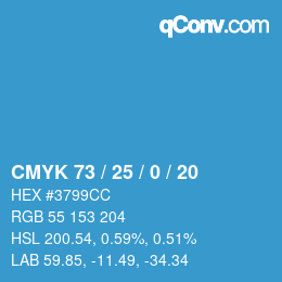 颜色代码: CMYK 73 / 25 / 0 / 20 | qconv.com