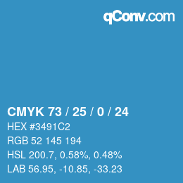 カラーコード: CMYK 73 / 25 / 0 / 24 | qconv.com
