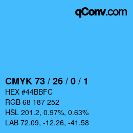 Color code: CMYK 73 / 26 / 0 / 1 | qconv.com