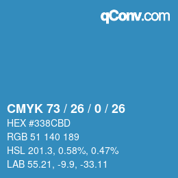 Color code: CMYK 73 / 26 / 0 / 26 | qconv.com