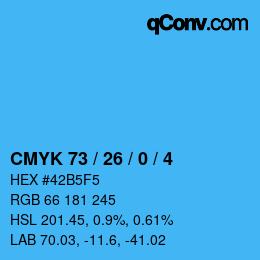 颜色代码: CMYK 73 / 26 / 0 / 4 | qconv.com