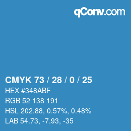 カラーコード: CMYK 73 / 28 / 0 / 25 | qconv.com