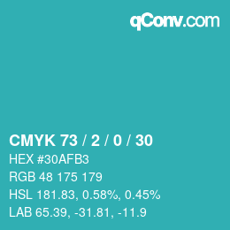 カラーコード: CMYK 73 / 2 / 0 / 30 | qconv.com