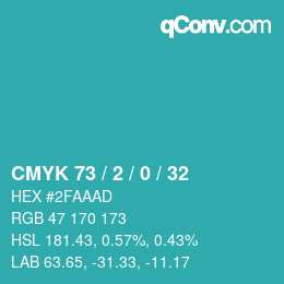 Color code: CMYK 73 / 2 / 0 / 32 | qconv.com