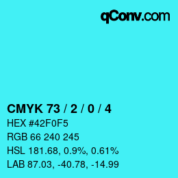 カラーコード: CMYK 73 / 2 / 0 / 4 | qconv.com