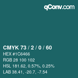 Color code: CMYK 73 / 2 / 0 / 60 | qconv.com