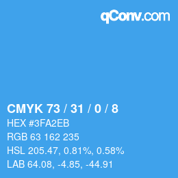 Color code: CMYK 73 / 31 / 0 / 8 | qconv.com
