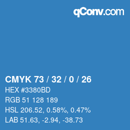 Color code: CMYK 73 / 32 / 0 / 26 | qconv.com