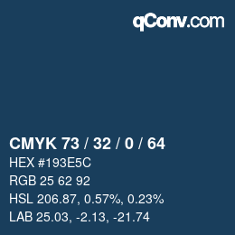 Farbcode: CMYK 73 / 32 / 0 / 64 | qconv.com