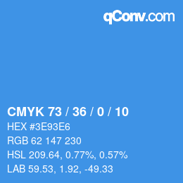 カラーコード: CMYK 73 / 36 / 0 / 10 | qconv.com